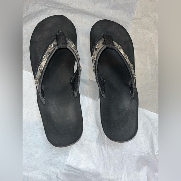 Unbranded Camo Print Crystal Studs VelcroStrap PlatformChunky Y2K Flip Flops Sz9 - Picture 6 of 10